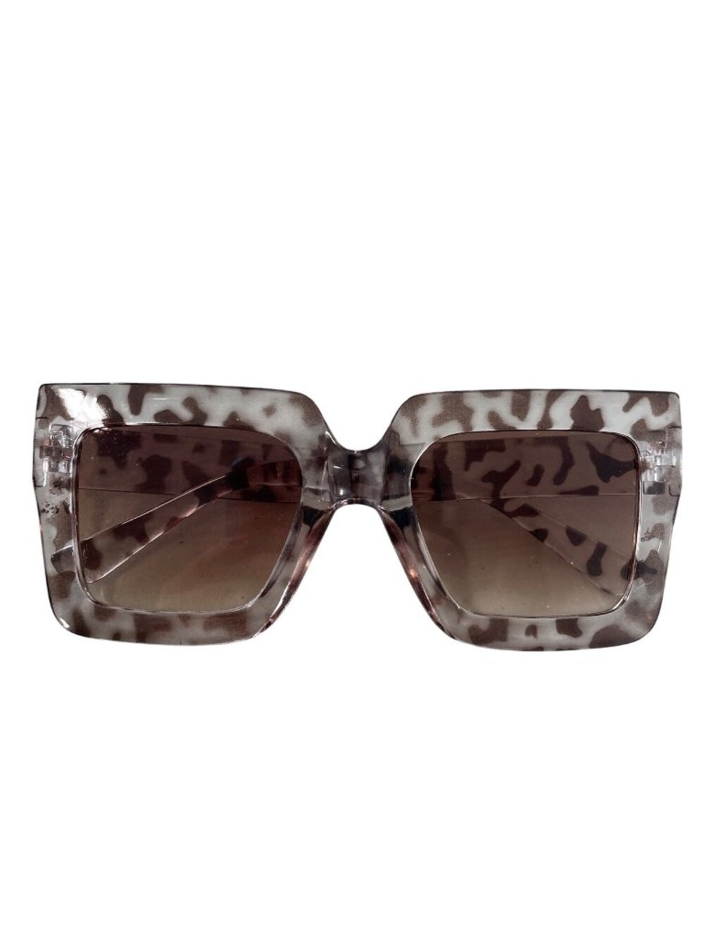 Oversized Square Sunglasses Leopard Print Brown Tortoise Frame Gradient Lenses